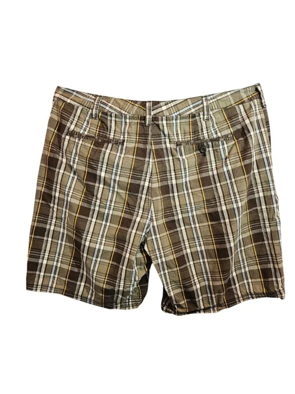 Croft & Barrow Plaid Mens 38 Shorts Brown Ivory Cotton Casual hipster vacation